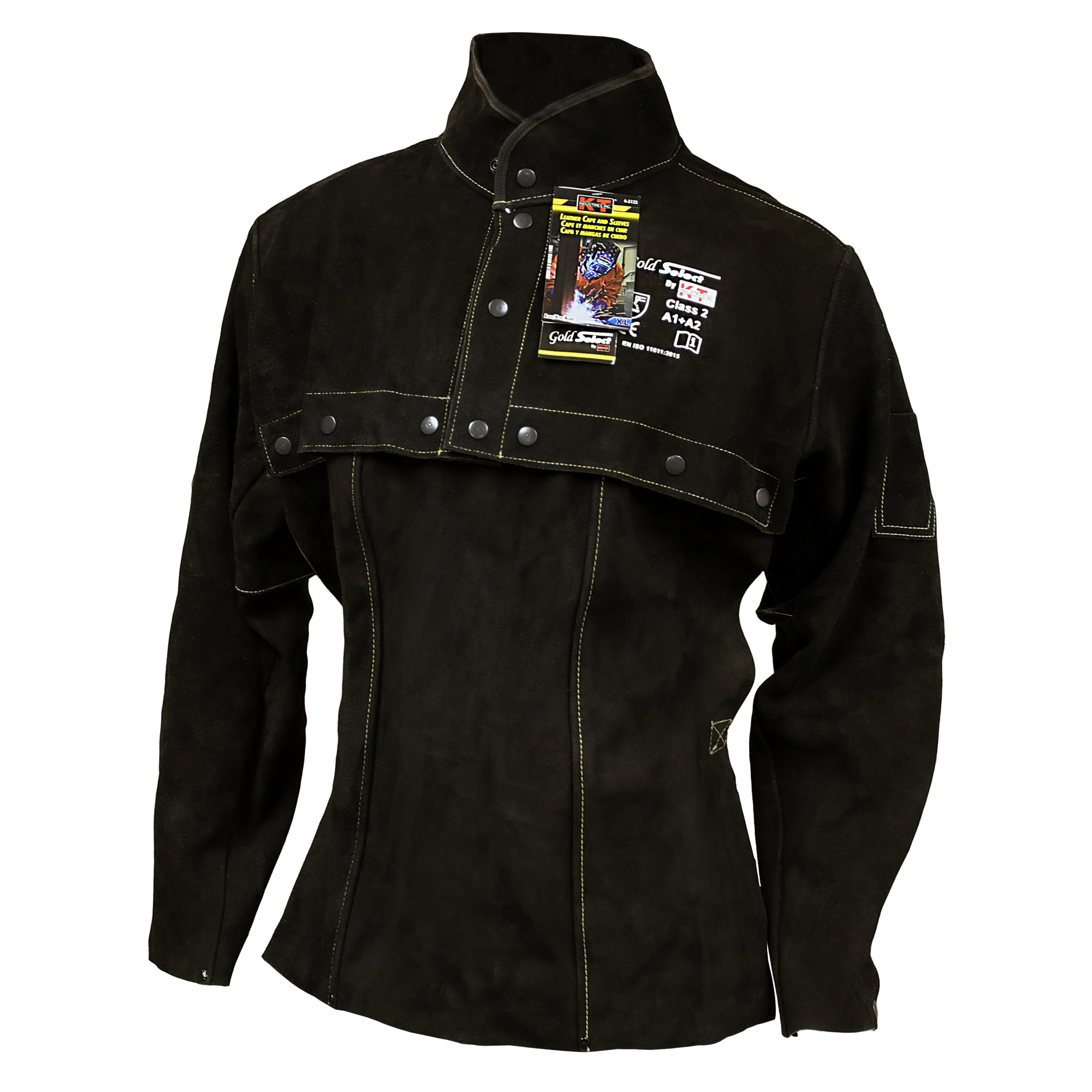 K-T Industries Leather Cape and Sleeve with Bib — Heavy-Duty Suede, 14in. Bib, X-Large, Model# 4-5123